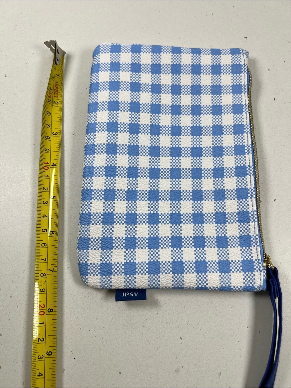 NWOT Ipsy Blue Gingham Wristlet Pouch Set of 2 New Makeup Cosmetic Travel Bags - Picture 6 of 6